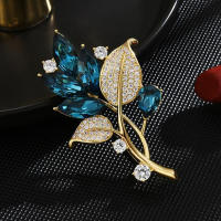 Broche De Cristal Serie De Plantas Moda Para Mujer Joyería De Ropa Accesorios De Fiesta Forma De Flor Y Hoja - details 2