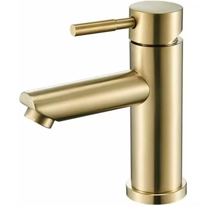 Grifo para lavabo, Grifo para baño, Diseño Moderno y Elega, Grifo mezclador para lavabo de latón Dorado cepillado, Agua fría y Caliente disposable, válvula de Cerámica - 1