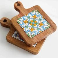 Tappetizes De Madera Estilo Japonés Creativos Antideslizantes Con Patrón Artístico Delineado Delicado Para Bebidas Tamaño Approx 10x10cm - details 6