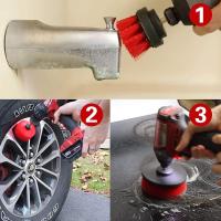 4 piezas cepillo de limpieza de taladro, cepillo para taladro coche azulejo alfombra bañera cocina inodoro rojo - details 3