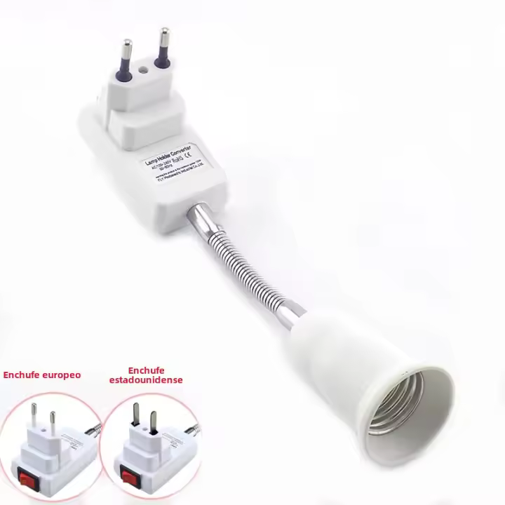 Adaptador De Bombilla E27 Base De Lámpara Flexible Con Enchufe EU/US Soporte Para Luz Adaptador De Bombilla Ahorradora De Energía Con Interruptor - 1