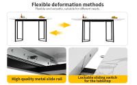 【Mejor venta】juego de Mesa de Comedor 5 piezas | Mesa retráctil para 4 personas (140 × 80cm) + 4 Sillas | Marco Metálico Robusto | Asiento en Terciopelo Negro | Diseño Moderno para Cocina y Comedo - details 3