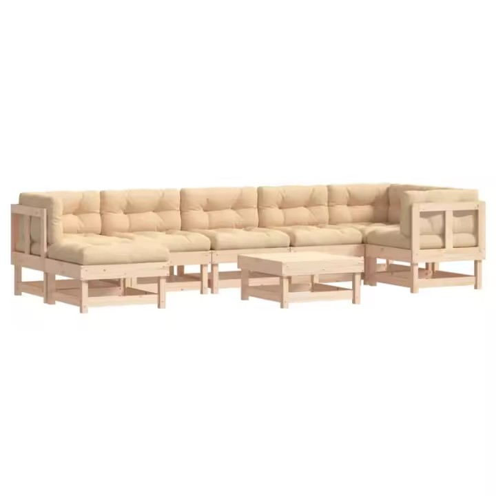 vidaXL Juego de muebles de jardín 8 pzas y cojines madera maciza - 1