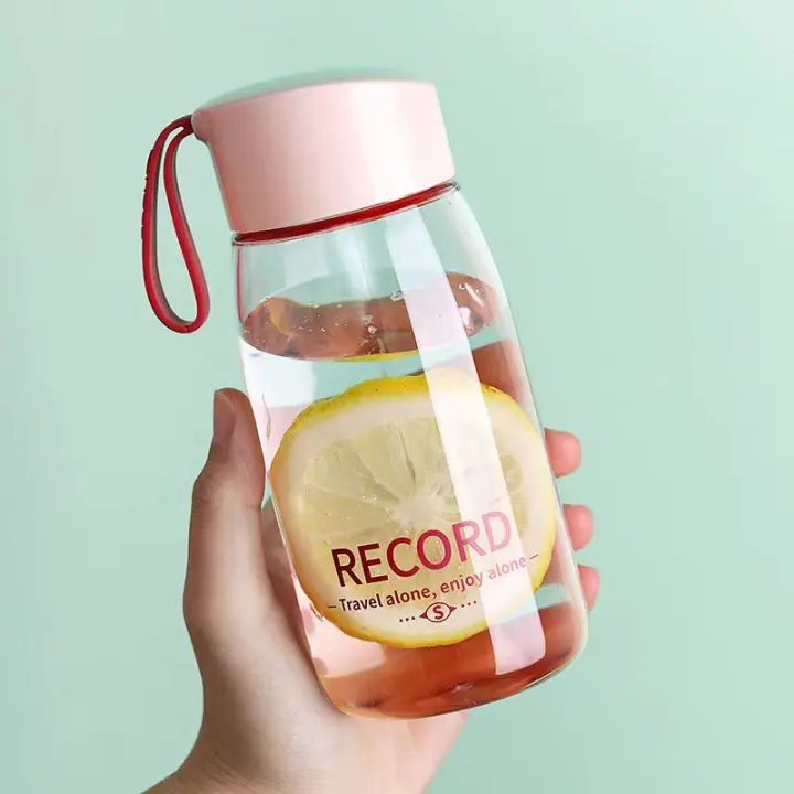 Botella De Agua Deportiva Transparente 380ml Plástico Para Estudiantes Y Adultos Botella Portátil Para Exteriores Y Deportes - 1