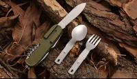 Juego De Comedor Multifuncional 7 En 1 De Acero Inoxidable Plegable Para Camping Viajes Picnics Con Taza De Agua Incluida - details 5