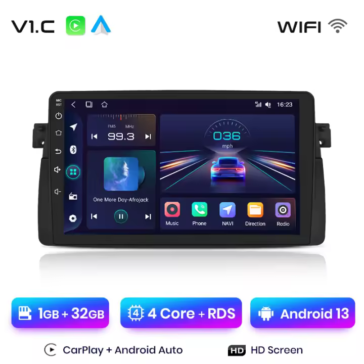 Junsun Android 13 Radio para BMW E46 M3 318/320/325/330/335 1998-2006 de Coche con Chip Qualcomm de 8 Núcle de Coche con Chip Qualcomm de 8 Núcleos CarPlay Inalámbrico Autorradio Estéreo Pantalla HD Multimedia - 1