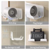 Soporte De Secador De Pelo Montado En La Pared Para Baño Estante De Almacenamiento Plástico Con Adhesivo Fuerte Soporte De Sundries Para El Baño - details 11