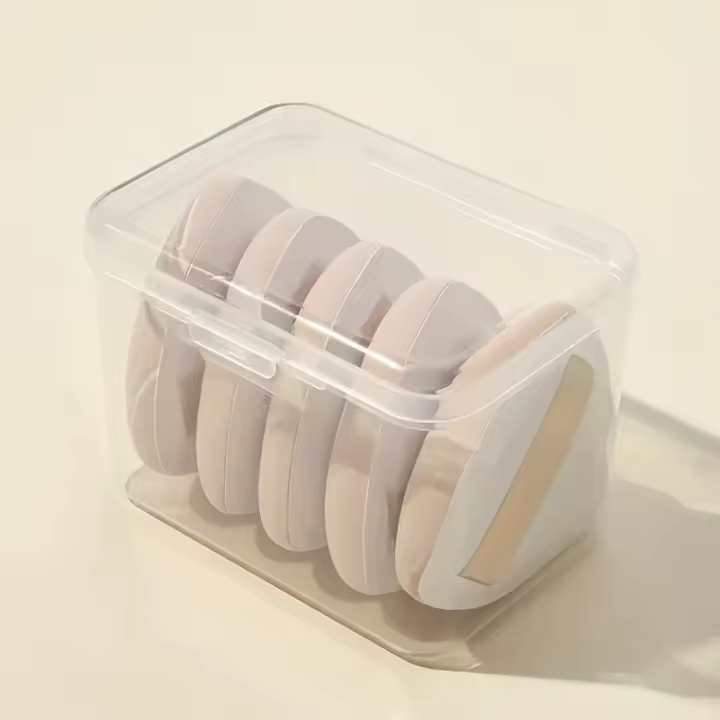 Juego de 5 esponjas de maquillaje reutilizables de tela para bases líquidas y polvos - 1