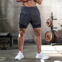 Shorts De Fitness Para Hombre Moda Transpirable 2 En 1 Doble Capa Secado Rápido Gimnasio Correr Ejercicio Deportivo Shorts Ajustados - details 3