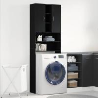 vidaXL Armario de lavadora madera envejecida 64x25,5x190 cm en color Madera antigua/Roble negro/Roble artisan | almacenamiento funcional diseño moderno para baño dormitorio sala - details 1