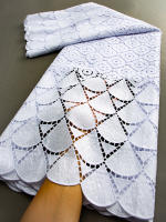 Tela De Encaje Africano Guipure Con Lentejuelas Soluble En Agua Para Mujer Vestidos De Boda Y Fiesta TY3607 100% Poliéster 120CM - details 19