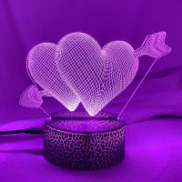Lámpara De Noche 3D Con Corazones Y Interruptor Táctil LED Para Decoración De Hogar Luz Atmosférica Colorida Para Mesa Lámpara De Borde - details 15