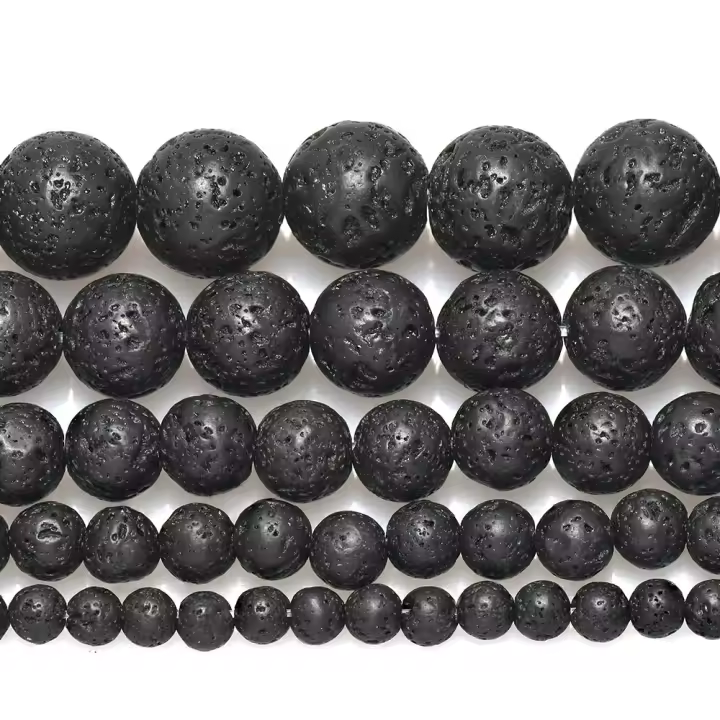 Piedras De Lava Negras Naturales 4-12mm Redondas Para Hacer Joyas Perlas Volcánicas Para Creación De Joyería - 1