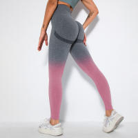 Leggings De Yoga Para Mujer Con Gradiente De Color Y Levantamiento De Glúteos Pantalones De Running Fitness Secado Rápido Talla True Leggings De Cintura Elástica De Nylon - details 31