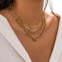 Juego De Collares Separables De 5 Capas Para Mujer Collar Corto De Cadena Con Rhinestone Moda 2023 Joyería Regalo - details 1