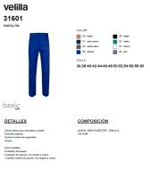 Velilla 31601 Pantalón de Trabajo, Cintura Elástica, 5 Bolsillos. Unisex - details 0