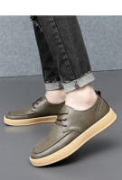 Zapatos Casuales Para Hombre En Cuero Genuino Italiano Zapatillas De Correr Al Aire Libre Zapatos De Oficina Con Cordones - details 6