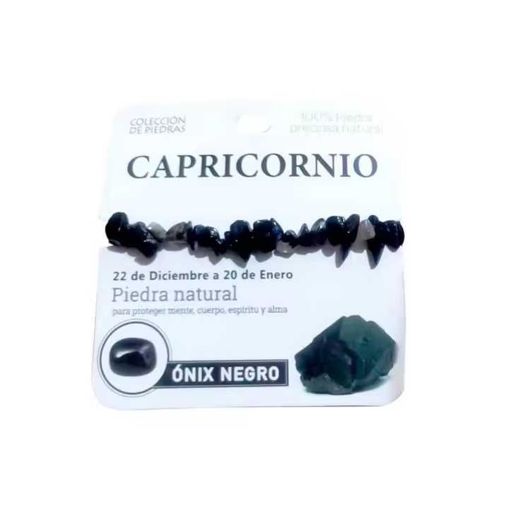 Mind Souls Zodíaco CAPRICORNIO - Colgante, Pulsera o Llavero piedra Ónix Negro - 1
