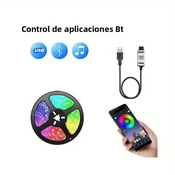 Tiras LED RGB 5050 1M/3M/5M Con Control Remoto Y Aplicación Inteligente Para Iluminación De TV Decorativa Para Fiesta Y Festival - 1