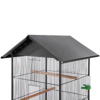 vidaXL Jaula para pájaros con techo de acero negro 66x66x155 cm - details 1