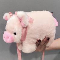 Bolso De Hombro Para Mujer Kawaii Rosa Con Cerdo De Peluche Suave Tote Con Cremallera Y Lazo Lindo Bolsa De Mano Para Estudiantes Y Niños - details 15