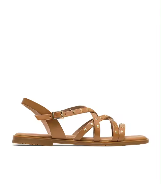 SANDALIA PLANA DE PIEL CON TACHUELAS TAUPE PORRONET 3113 VICTORIA - 1