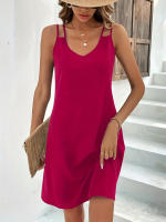 Vestido De Verano Con Cuello En V Y Cintura Alta Ajustado Sin Mangas Para Mujer Estilo Europeo Y Americano Amazon - details 10