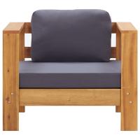 vidaXL Silla de jardín con cojín madera maciza de acacia Crema, Gris oscuro, Conjunto Terraza Muebles Jardín Exterior Juego de Muebles de jardín Mueble Jardín Exterior Muebles de Salon Exterior - details 1