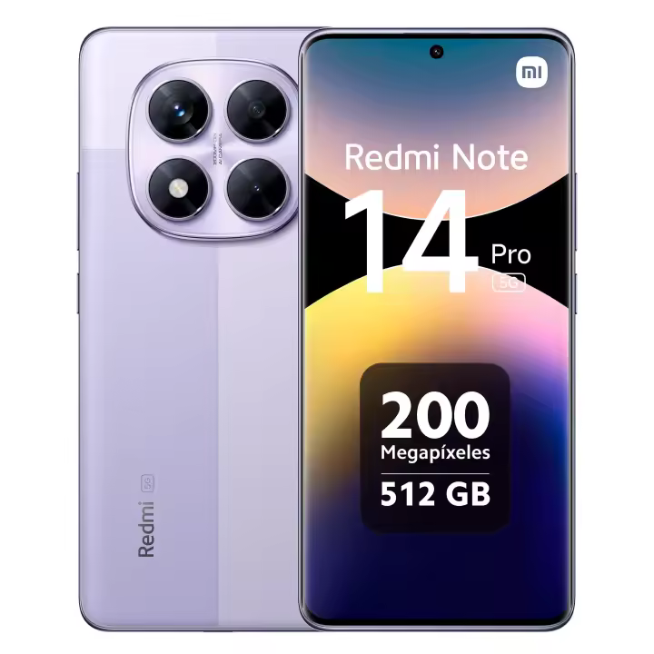 Móvil Xiaomi Redmi Note 14 Pro 5G 12GB + 512GB  Pantalla de 6.67" AMOLED FHD+ 120Hz, MediaTek Dimensity 7300-Ultra, cámara de 200MP, TurboCharge 45W, 5110 mAh, NFC - 1