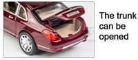 Coche De Juguete a Escala 1:24 Maybach S600 De Aleación Con Luz Y Sonido 6 Puertas Abiertas Coche Con Retroceso Para Niños Regalos Para Festivales - details 5