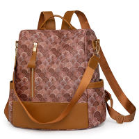 Mochila Elegante Para Mujer De PU Cuero Ligero Y Antirrobo Con Estampado Floral Estilo Casual Para La Escuela Y La Juventud - details 0