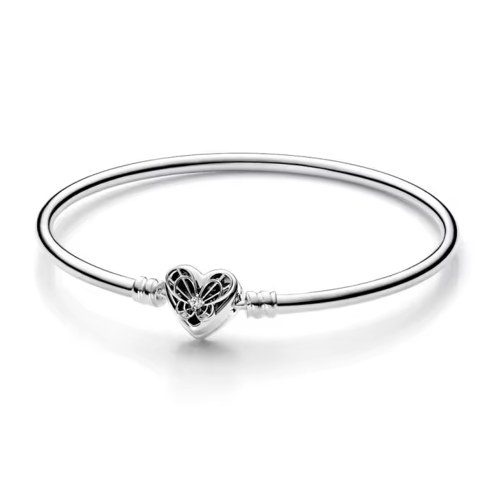 592593C01 - Pulsera Rígida Pandora Moments en plata de ley Corazón & Mariposa Pandora 592593C01  Silver PANDORA - 1