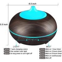 Difusor de aceite esencial de aromaterapia, Humidificador silencioso de niebla fría ultrasónico de grano de madera de 300ml, decoloración de lámparas LED de color y configuración de 4 temporizadores, apagado automático sin agua - details 0