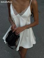 Vestido Y2K De Mujer Con Cuello V Y Sin Mangas Elegante Patchwork De Malla De Seda Sexy Para Fiesta De Cumpleaños Y Baile De Promotores Verano 2024 - details 11