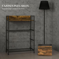 HOMCOM Mueble Organizador Cajonera de Tela con Cajones Plegables y Marco de Acero Estilo Industrial para Salón Recibidor Dormitorio Marrón Rústico - details 2