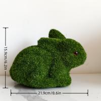Estatua De Conejo Verde De Pascua Para Jardín Decoración De Fiesta Familiar Figura De Animales Hecha De Fibra Vegetal - details 1