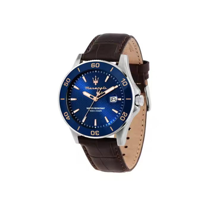 Maserati Reloj Hombre Competizione 43mm 3h Blue Dial Brown St Acero 10 Atm - 1