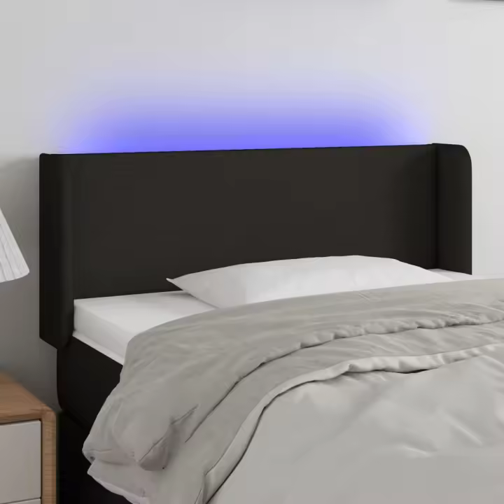 vidaXL Cabecero con LED de tela negro 83x16x78/88 cm - 1