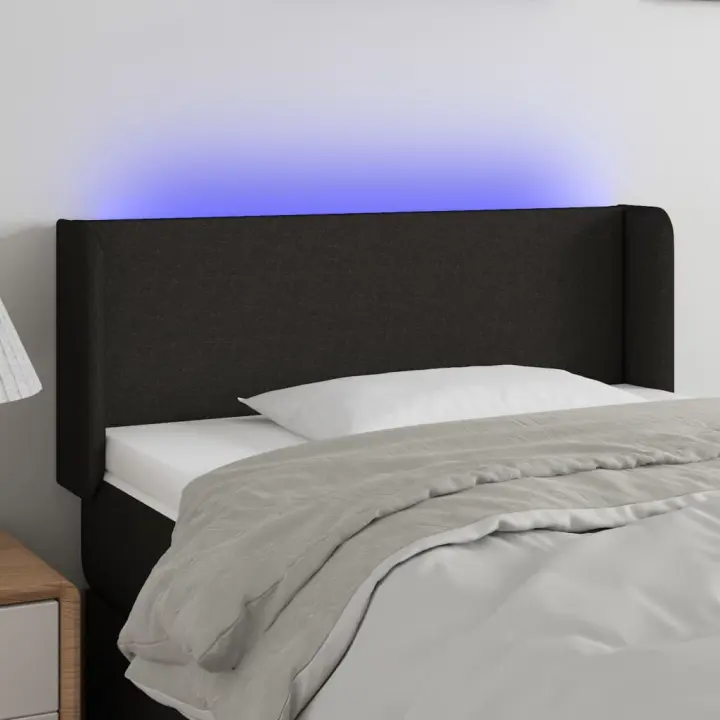 vidaXL Cabecero con LED de tela negro 83x16x78/88 cm - 1