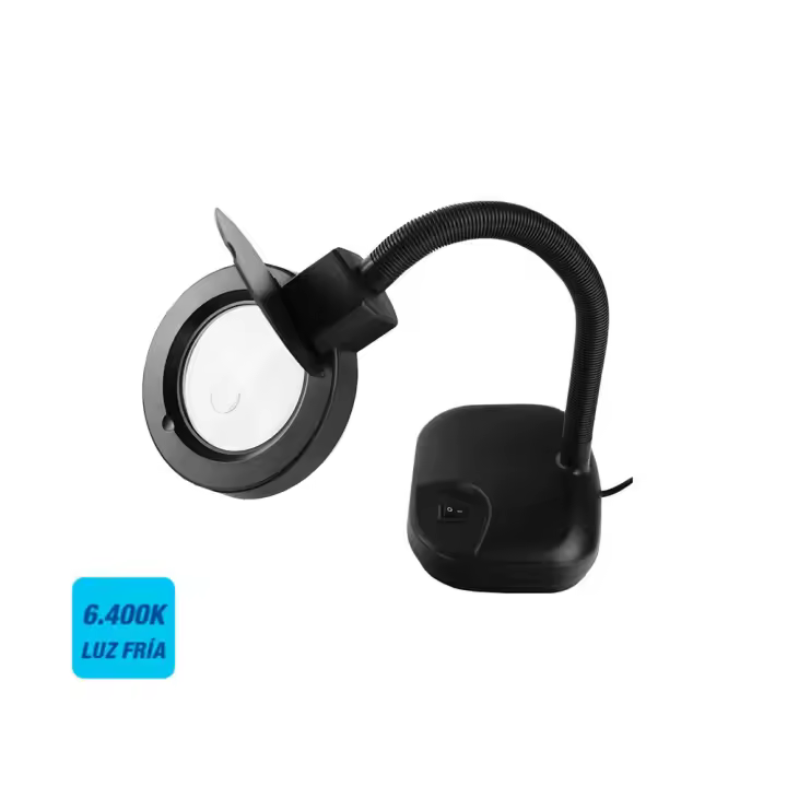 Flexo con lupa de sobremesa color negro 12w edm - 1