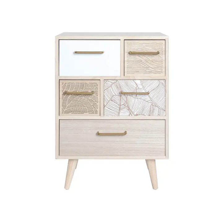 Rebecca Mueble Cómoda Multiusos de Madera Clara Mueble with 5 Cajones - 1