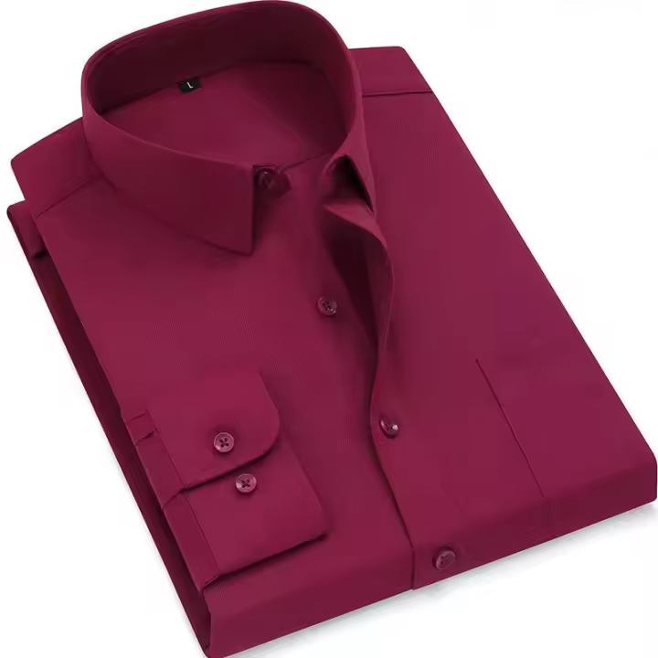 Camisa Clásica Para Hombre De Color Sólido Negra Blanca Azul Gris Roja Rosa Negra Azul Marinho Marrón Café Ochavo Tres Quarters - 1