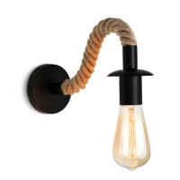Lámpara De Pared Vintage Con Cordón De Henequén Luz De Pared Retro Nórdica Moderna Para Dormitorio Y Sala De Estar Decoración De Hogar - details 1