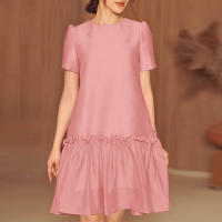 Vestido Midi Sólido Para Mujer ZANZEA Elegante Con Costuras En Plecas Cuello Redondo Estilo Vintage Casual Y De Fiesta Vestido De Verano - details 3