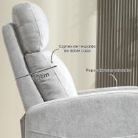 HOMCOM Sillón Relax Reclinable Manual Sillón Relax Tapizado en Lino Sintético con Reposapiés y Bolsillo Lateral Carga 120 kg Sillón Reclinable para Dormitorio Oficina Gris Claro - details 5
