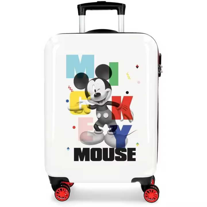 Disney Mickey´S Party, Maleta de cabina. Blanco. 38x55x20 cms. Rígida ABS .Cierre de combinación lateral. 34L 2,7 kgs. 4 Ruedas dobles - 1