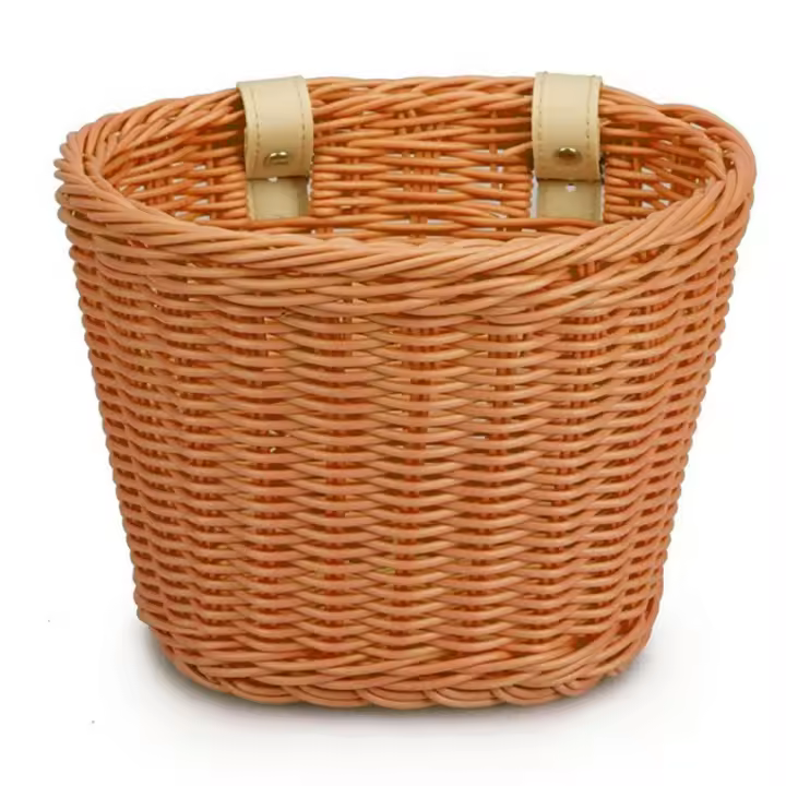 Cesta De Bicicleta Tejida Con Rattan Almacenamiento Para Bicicleta Frontal Cesta De Manillar Desmontable Impermeable Portabebés Carrier Bag - 1