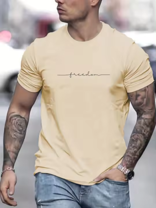 Camiseta De Verano Para Hombre Talla Grande 100% Algodón Estampado De Libre Conformidad Cuello Redondo Manga Corta Casual - 1