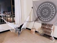Soft cotton garden hammock with backpack, ideal for garden, porch, travel, camping - details 1