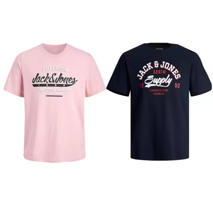 Jack & Jones Hombre Pack 2 Camisetas De Manga Corta Serie JJELOGO Estampado Moda Casual Informal Muy Suave Primavera Verano - 1